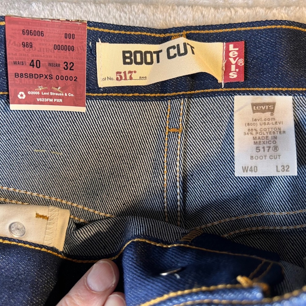 VTG Levis 517 Boot Cut Jeans Mens 40x32 Indigo Deadstock 2000's 00517-2017 NWT - Picture 9 of 11
